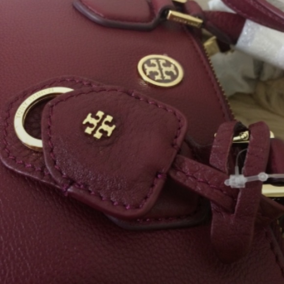 NEW Tory Burch Robinson Wine Red Pebbled Leather Mini Square Tote/Crossbody Bag - Picture 12 of 16